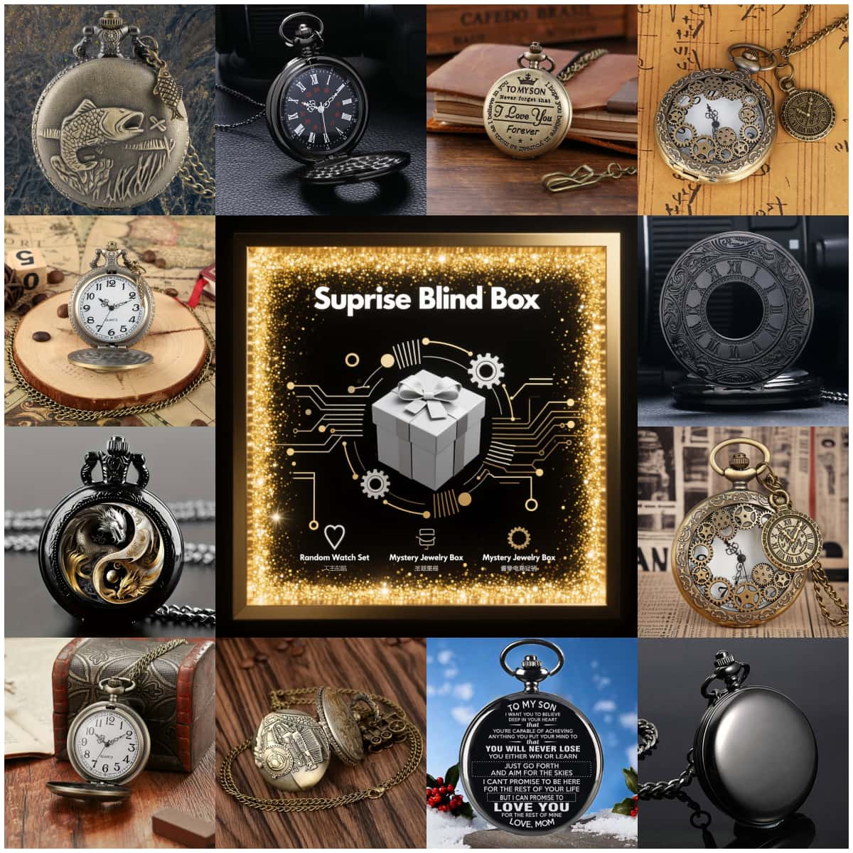 Vintage Fashion Watches - 1 قطعة مفاجأة سر ساعة صندوق