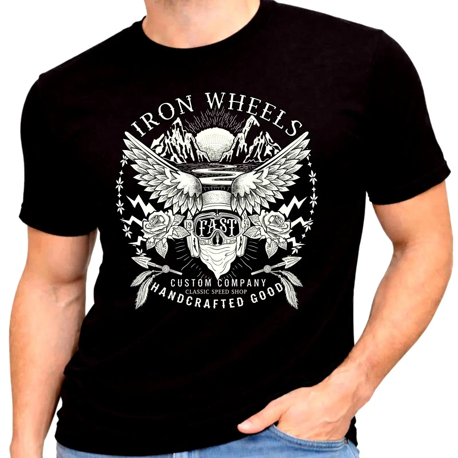 Vintage Fashion Wheel - تي شيرت Iron Wheels Fast Motorcycle