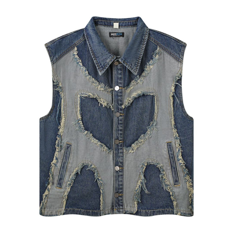 Patchwork Jean Jacket - الأوروبية والأمريكية رجل التلبيب أكمام الدنيم