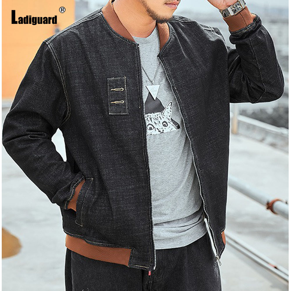 Patchwork Jean Jacket - Ladyllye-ياقة رجالية ، جاكيت Demin مرقع