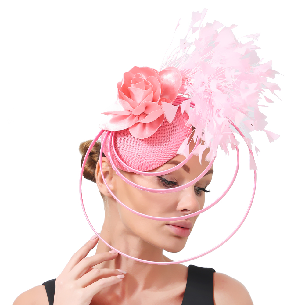 Vintage Fashion Hats - الجمال الوردي السيدات الحدث Fasinator القبعات