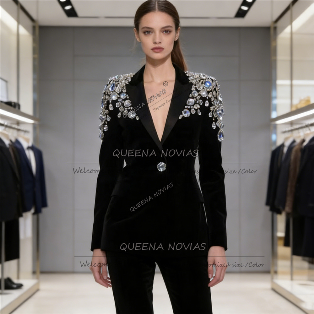 Velvet Blazer Vintage - بدلات نسائية مرصعة بالألماس حصرياً، سترات