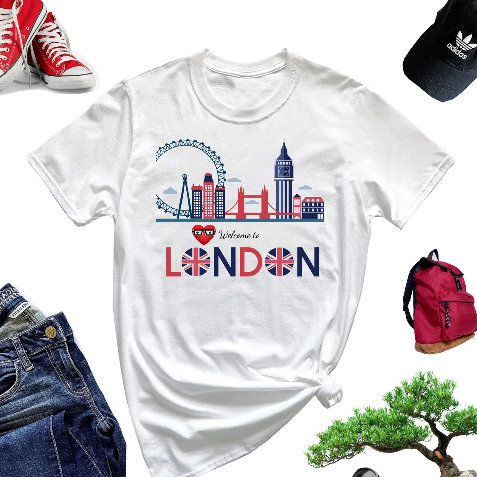 Vintage Fashion London - تي شيرت ويلكوم تو لندن تي