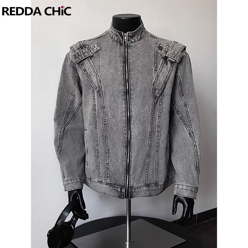Patchwork Jean Jacket - سترة منفوخة من قماش الدنيم للرجال