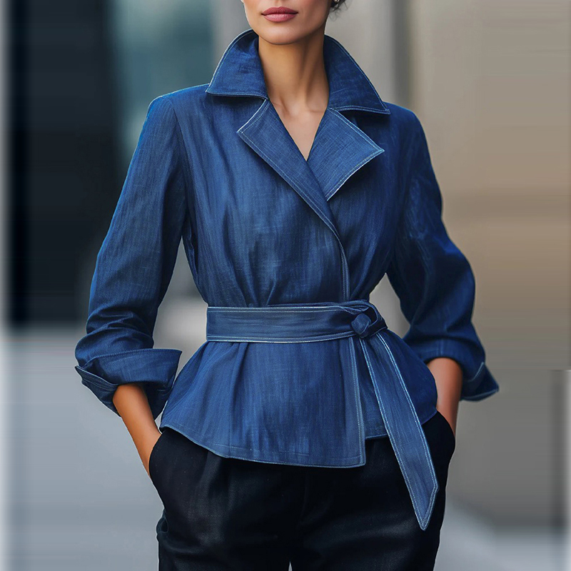 Vintage Fashion For Women - جاكيت جينز نسائي أنيق لخريف وربيع