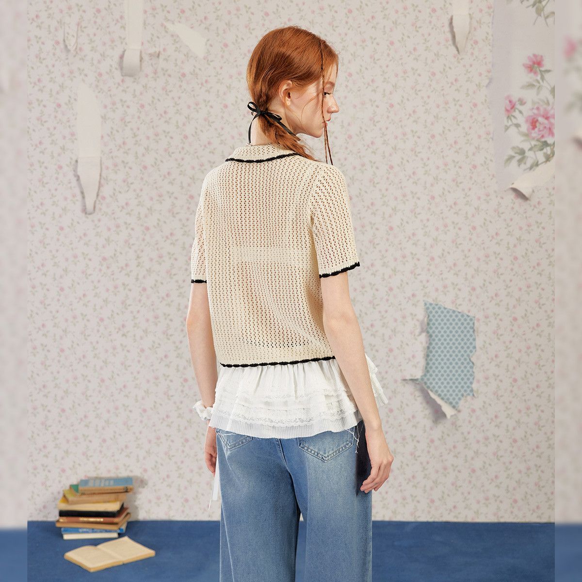 بلوزة نسائية محبوكة مضلعة قميص - مراجعة Vintage Fashion Korea وسعره