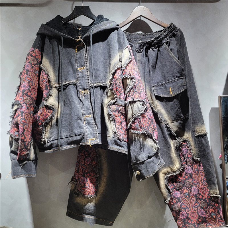 WTHT موضة المرأة غسل المرقعة ط - مراجعة Patchwork Jean Jacket وسعره