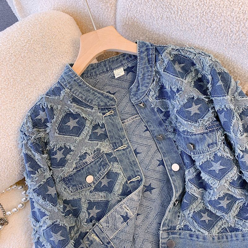 معطف نسائي من قماش الدنيم سترا - مراجعة Patchwork Jean Jacket وسعره