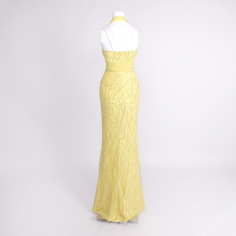 فستان سهرة أصفر عتيق بتصميم حو - مراجعة Vintage Fashion Exhibition وسعره