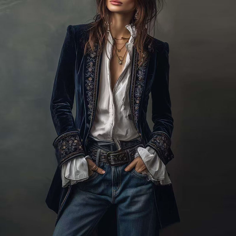 جديد إمرأة الشتاء معاطف وسترات - مراجعة Velvet Blazer Vintage وسعره