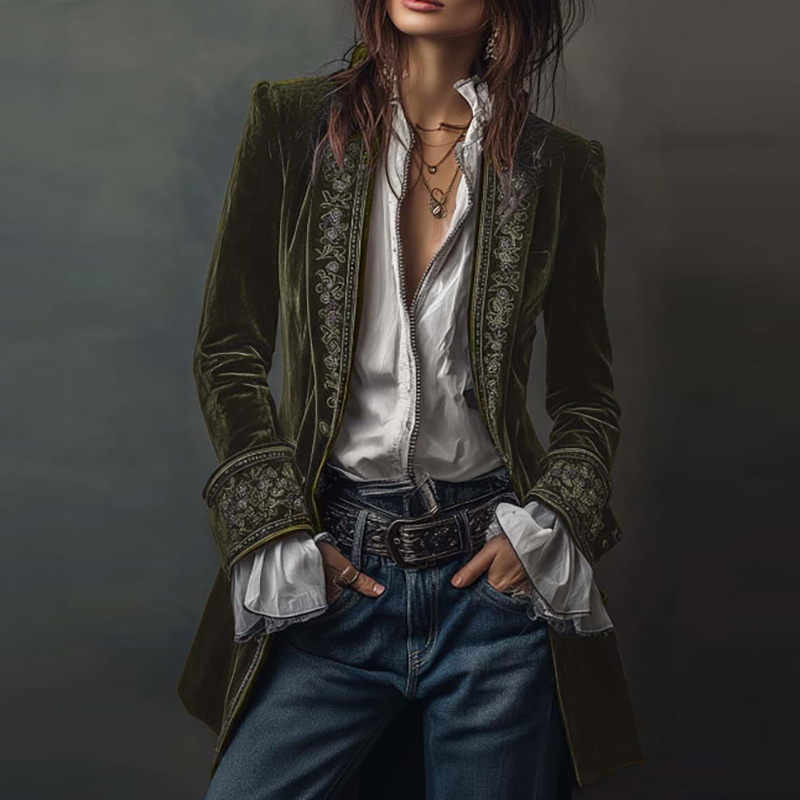 جديد إمرأة الشتاء معاطف وسترات - مراجعة Velvet Blazer Vintage وسعره