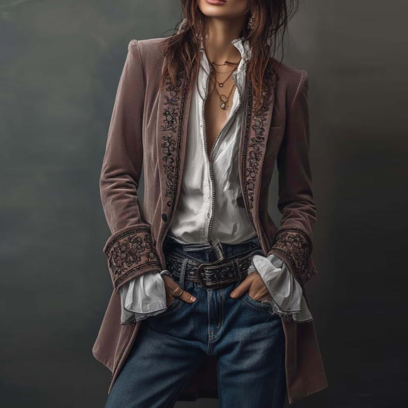 جديد إمرأة الشتاء معاطف وسترات - مراجعة Velvet Blazer Vintage وسعره