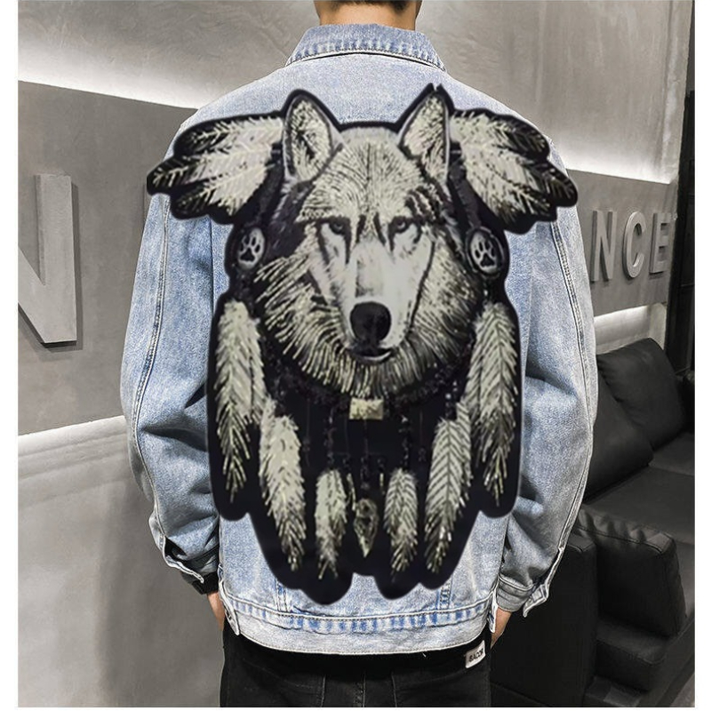 أمريكا خمر الثقيلة الذئب المطر - مراجعة Patchwork Jean Jacket وسعره