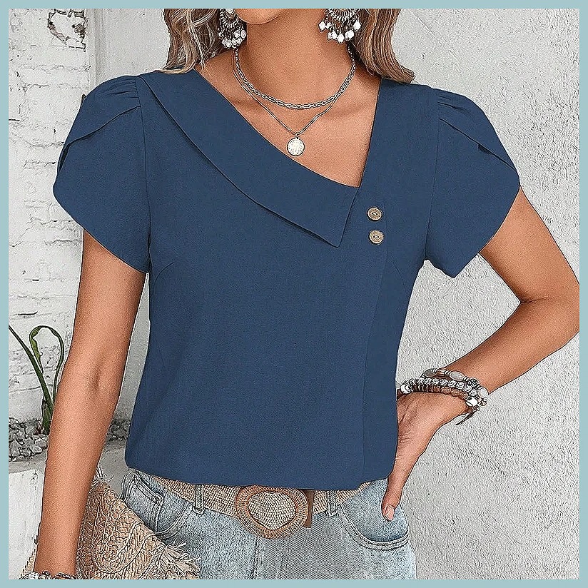 بلوزة نسائية بلون موحد بتصميم  - مراجعة Vintage Fashion For Women وسعره