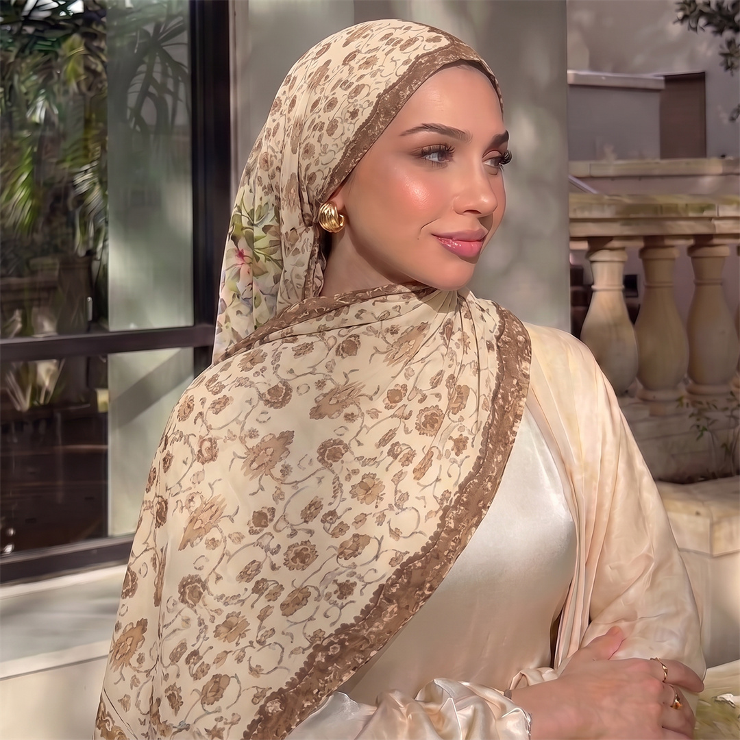 حجاب بطباعة زهور عتيقة، وشاح ن - مراجعة Vintage Fashion For Women وسعره