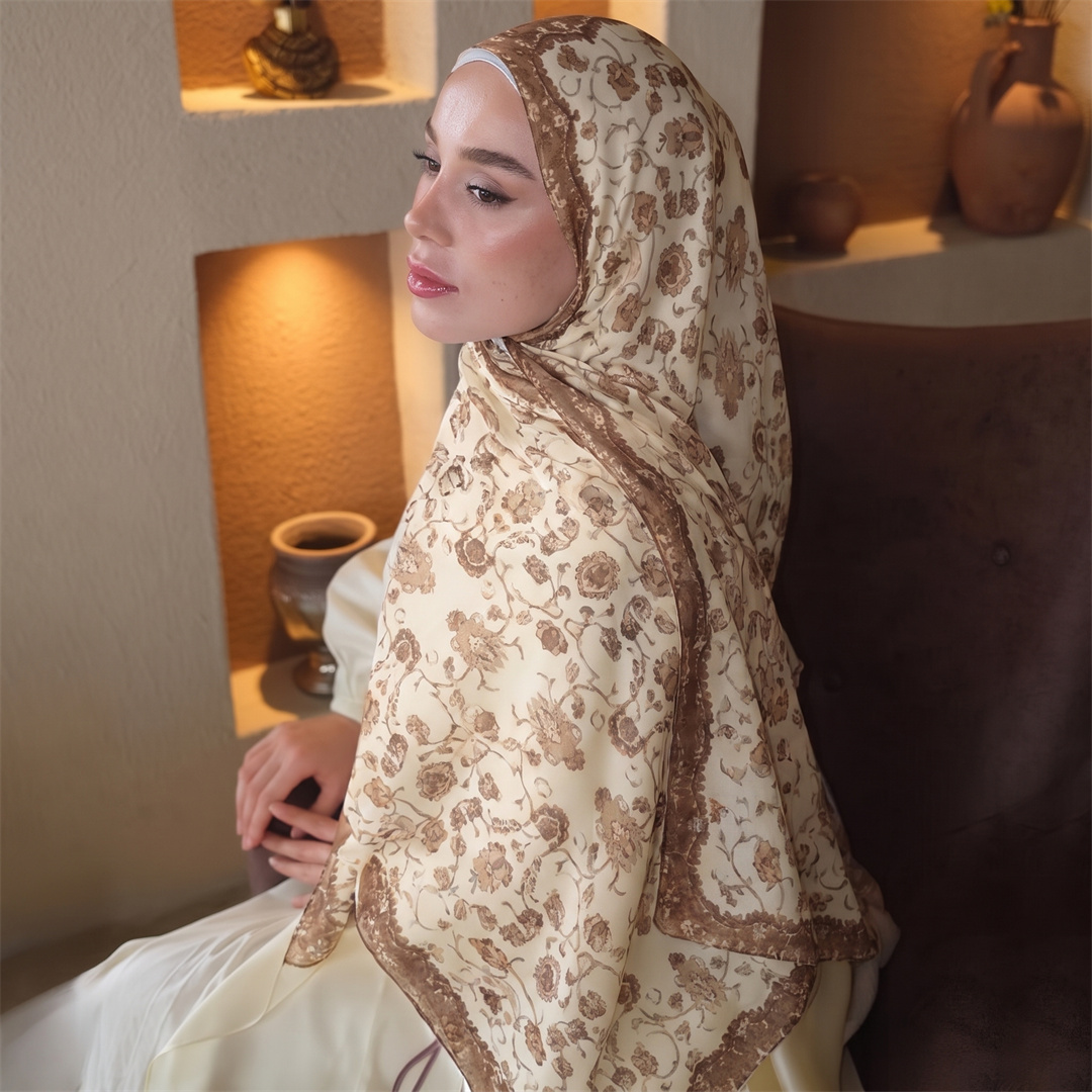 حجاب بطباعة زهور عتيقة، وشاح ن - مراجعة Vintage Fashion For Women وسعره